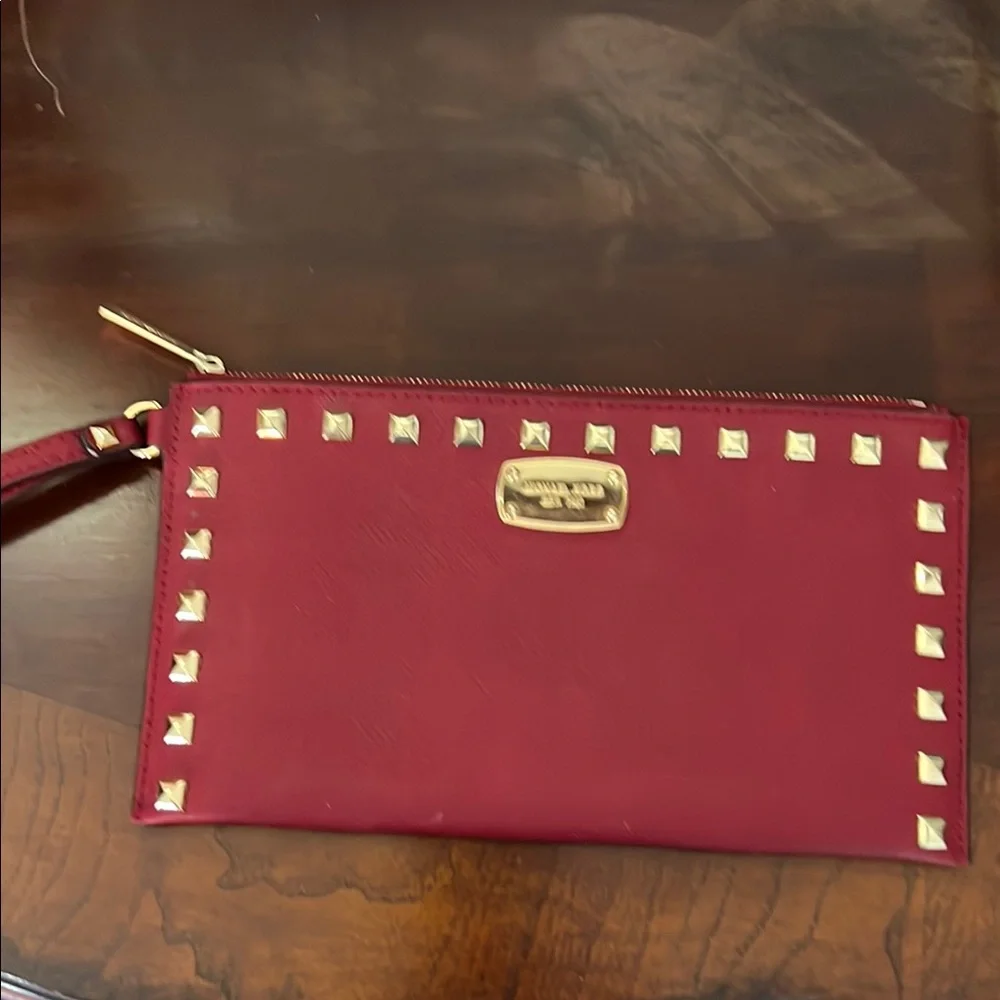Michael Kors Red Studded Clutch